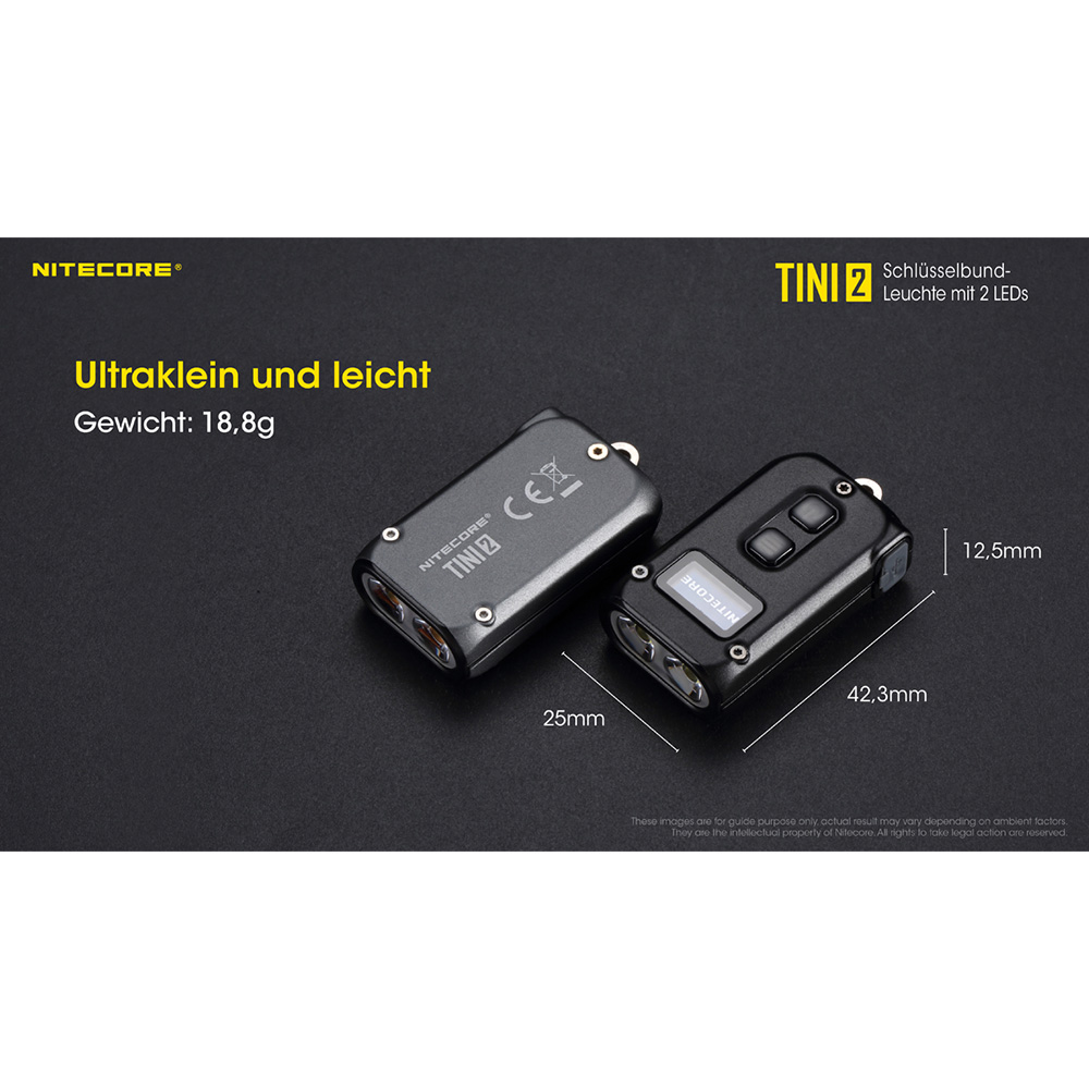 Nitecore LED-Schlüssellampe TINI 2 500 Lumen USB grau Bild 7