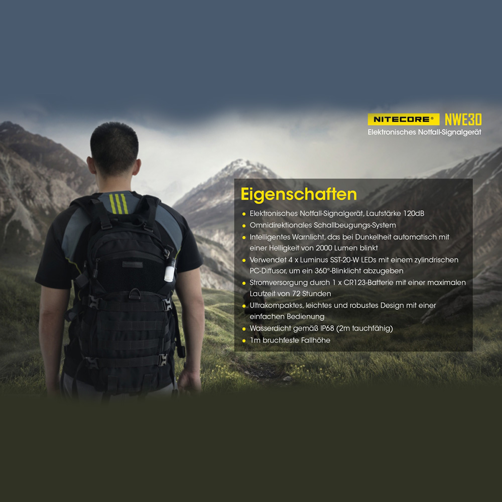 Nitecore NWE 30 elektrisches Notsignalgert 2000 Lumen 120dB Bild 10