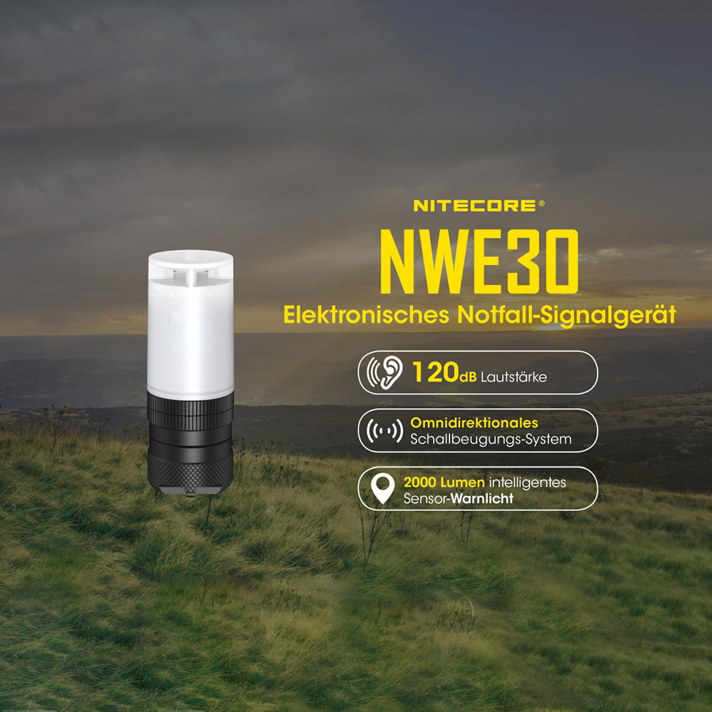 Nitecore NWE 30 elektrisches Notsignalgerät 2000 Lumen 120dB Bild 1