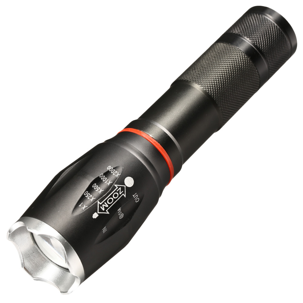 LED-Taschenlampe CQB mit Zoom Aluminium schwarz