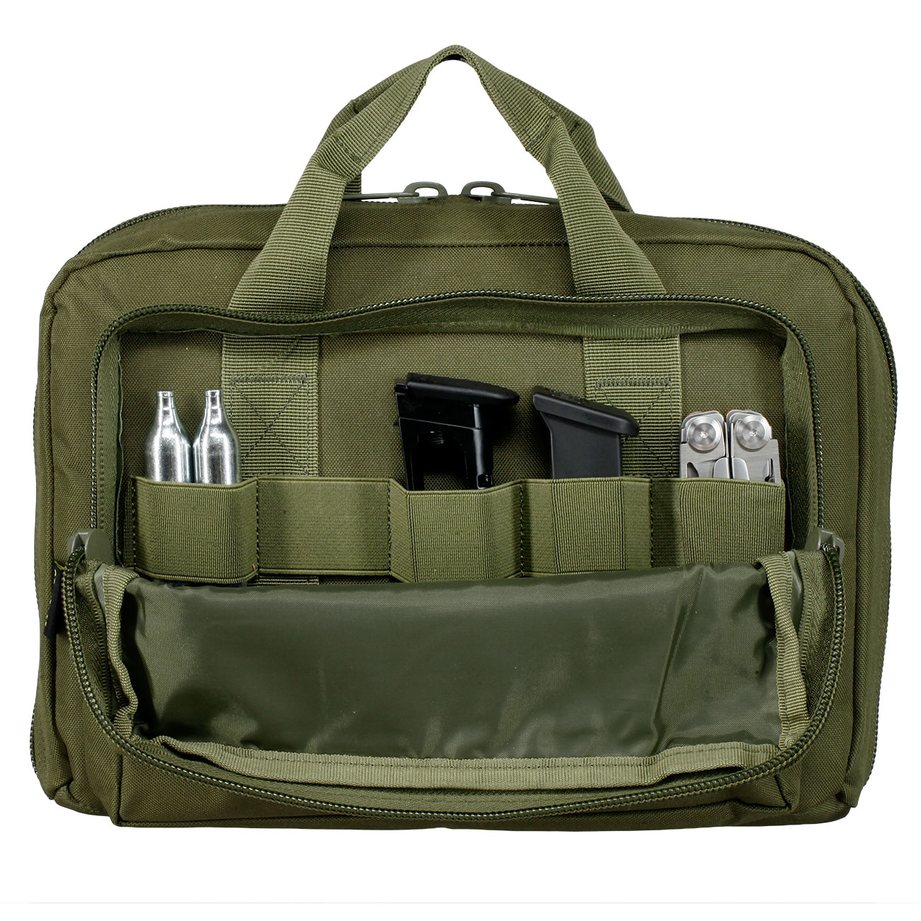 Coptex Doppel-Pistolentasche f�r zwei Waffen mit Au�entasche oliv Bild 3