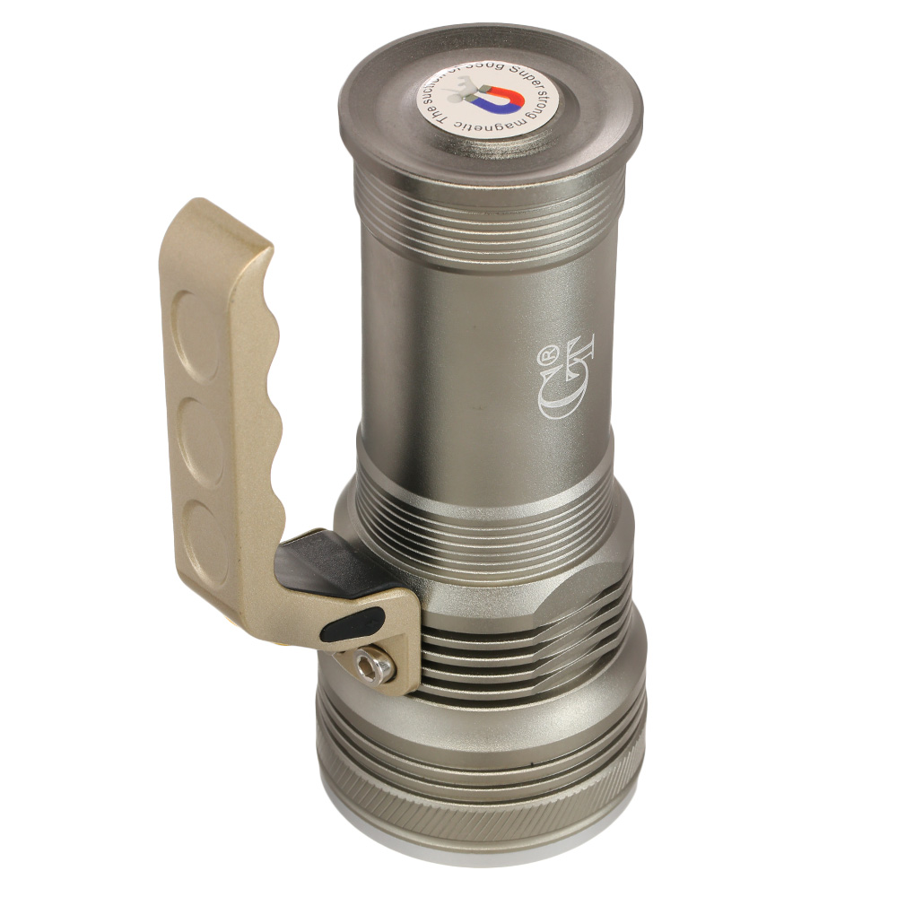 LED-Taschenlampe COB Aluminium 8000 Lumen inkl. Akku und USB-Lader silber Bild 1