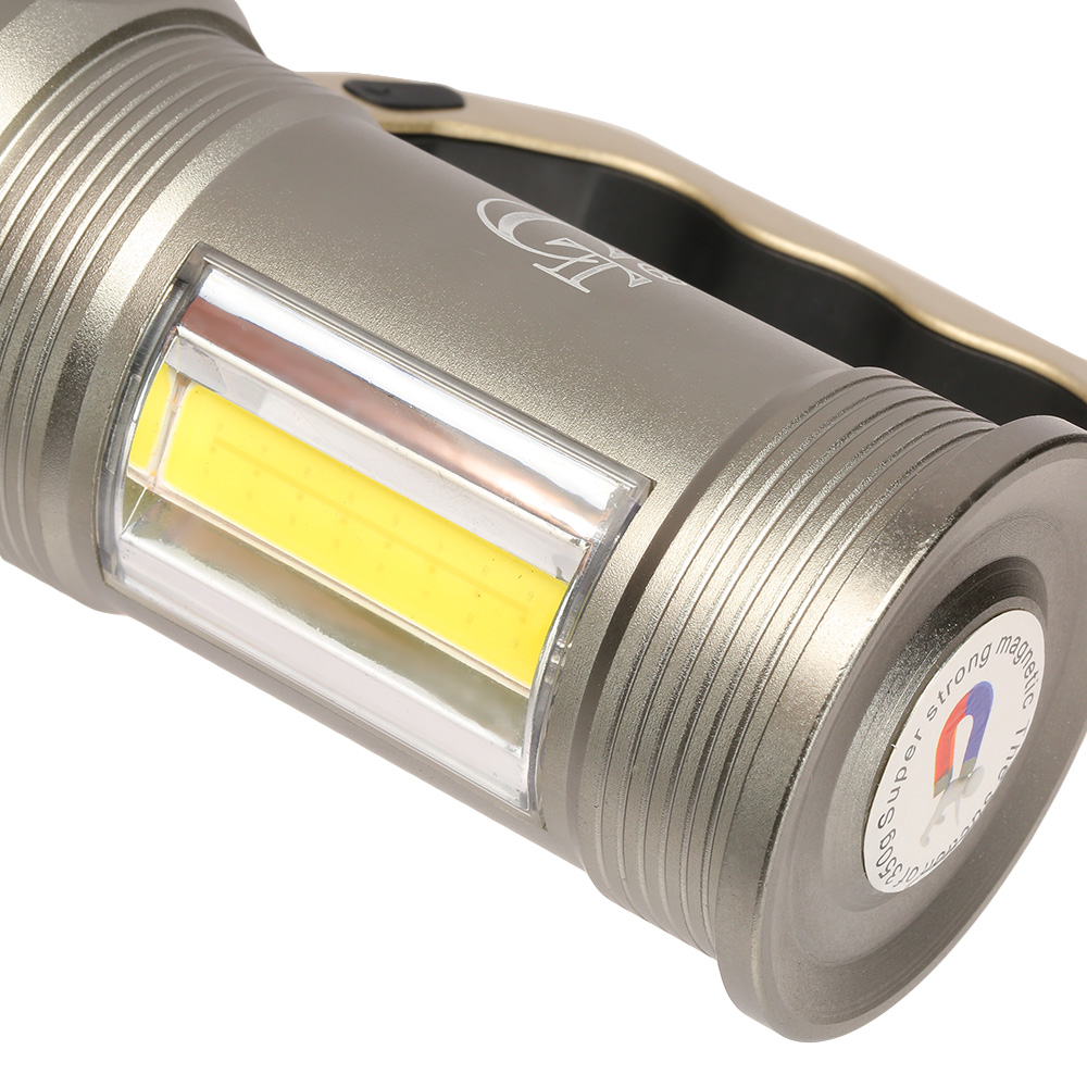 LED-Taschenlampe COB Aluminium 8000 Lumen inkl. Akku und USB-Lader silber Bild 1