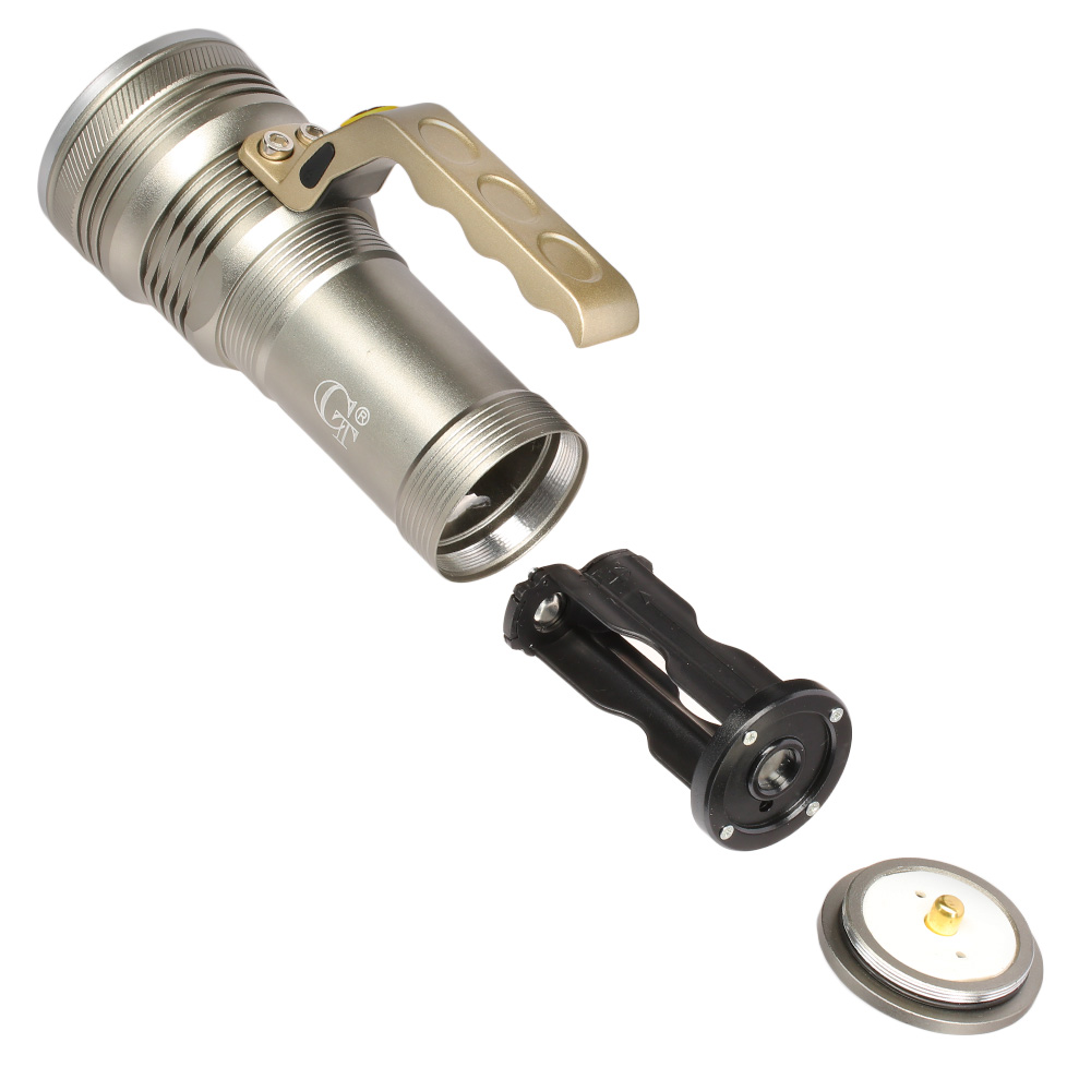LED-Taschenlampe COB Aluminium 8000 Lumen inkl. Akku und USB-Lader silber Bild 1