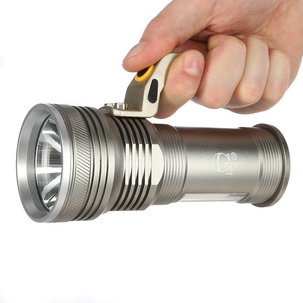 LED-Taschenlampe COB Aluminium 8000 Lumen inkl. Akku und USB-Lader silber Bild 1