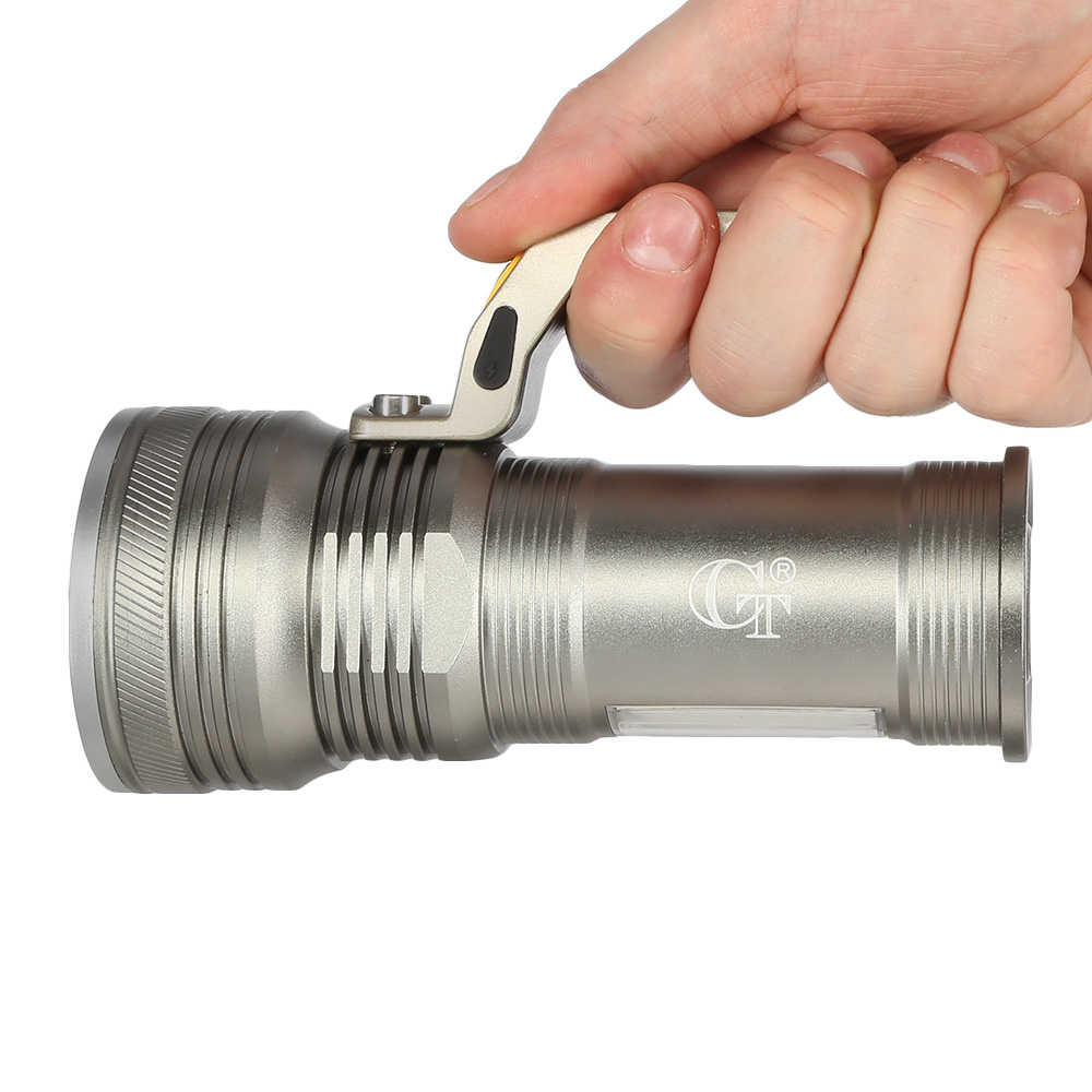 LED-Taschenlampe COB Aluminium 8000 Lumen inkl. Akku und USB-Lader silber Bild 1