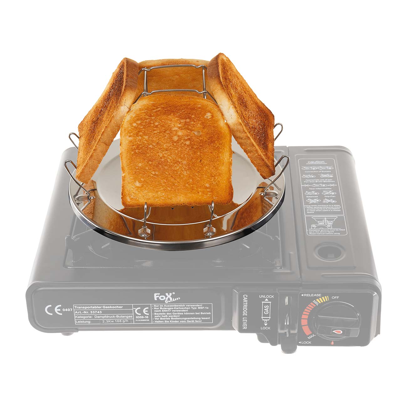 FOX Outdoor Camping Toaster f�r alle Kocher geeignet klappbar