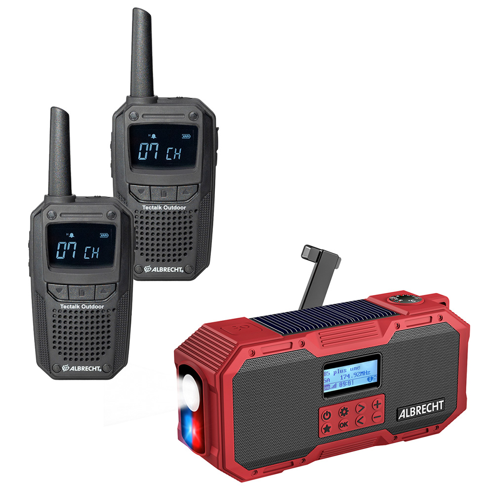 Albrecht Notfallset PMR-Advanced 3 tlg. 2 x Tactalk Outdoor Funkgert und DR 112 DAB+ Outdoor-Kurbelradio