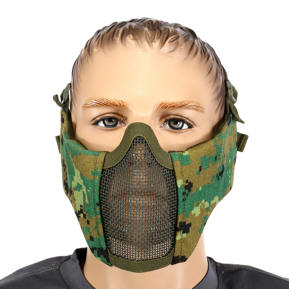Nuprol Mesh Mask V5 Gittermaske Lower Face Shield mit Ohrabdeckung Digital Woodland Bild 1