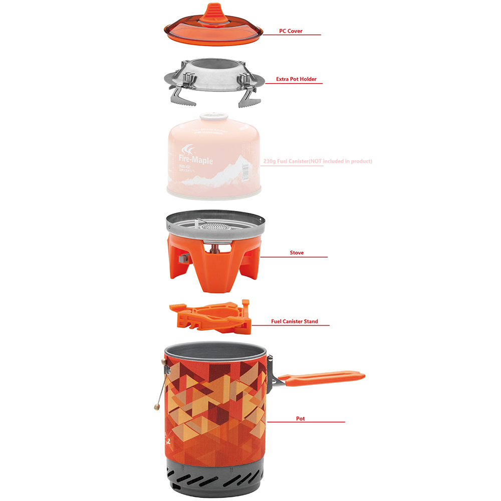 Fire Maple Gaskocher System Star X2 mit Piezozündung orange für Schraubgaskartuschen Bild 1