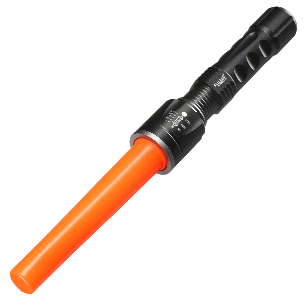 Bailong LED-Taschenlampe mit Zoom, Strobe und SOS schwarz inkl. Akku und Ladegert Bild 1