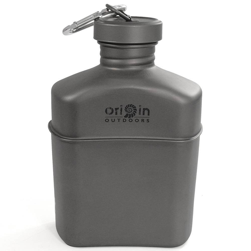 Origin Outdoors Feldflasche Titan 1 Liter grau extrem leicht inkl. Tragetasche