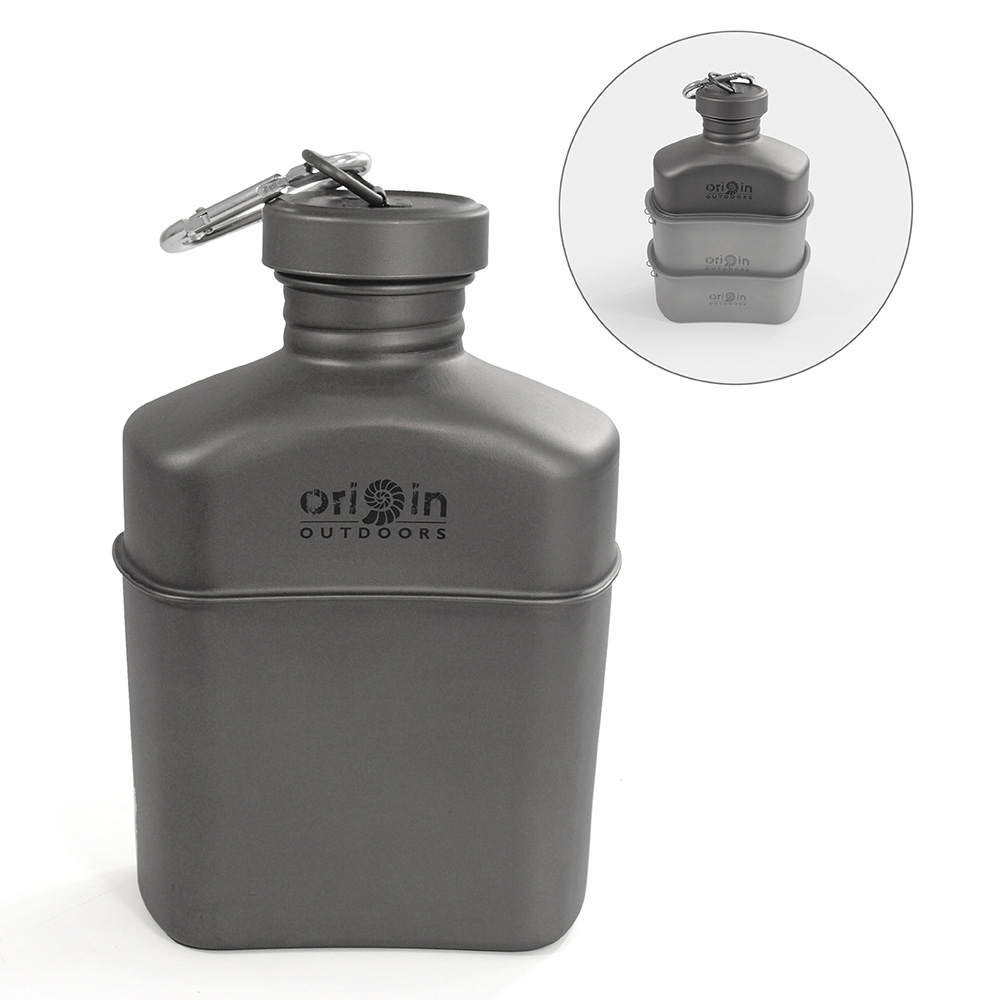 Origin Outdoors Feldflasche Titan 1 Liter grau extrem leicht inkl. Tragetasche Bild 2