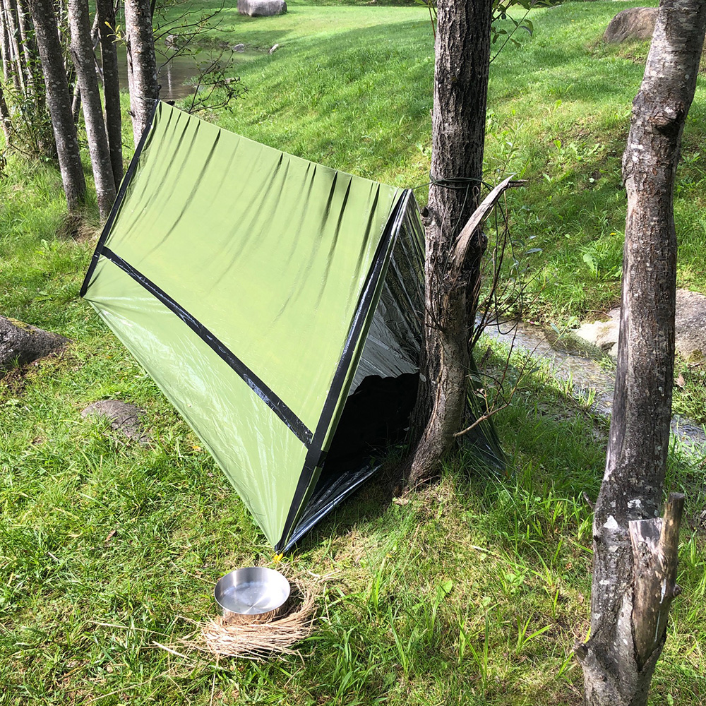 Survival Origin in Zelt und kaufen Zelt, Outdoors in Tarp oliv einem Schlafsack 1 3