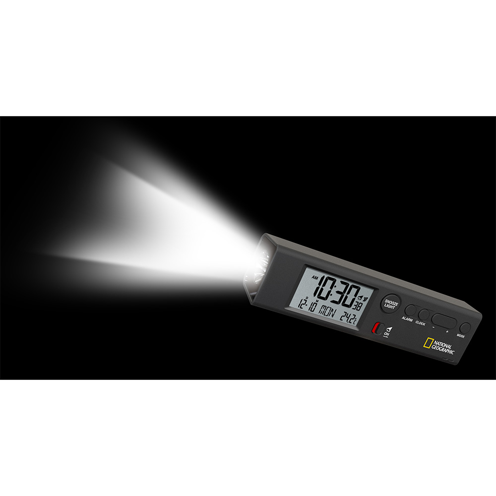 National Geographic Weltzeitwecker 4 in 1 schwarz Uhr, Thermometer
