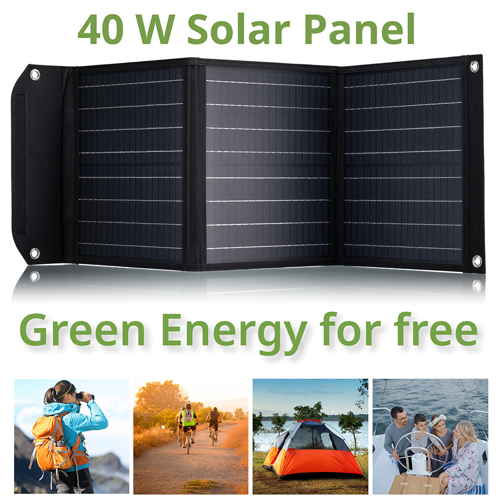 Bresser Mobiles Solar-Ladegert 40 Watt mit USB- u. DC-Anschluss faltbar Bild 1