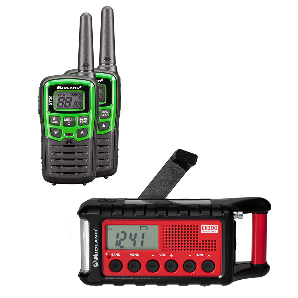 Midland Notfallset PMR-Basic 3 tlg. 2 x XT30 Funkgert und ER 300 Outdoor-Kurbelradio