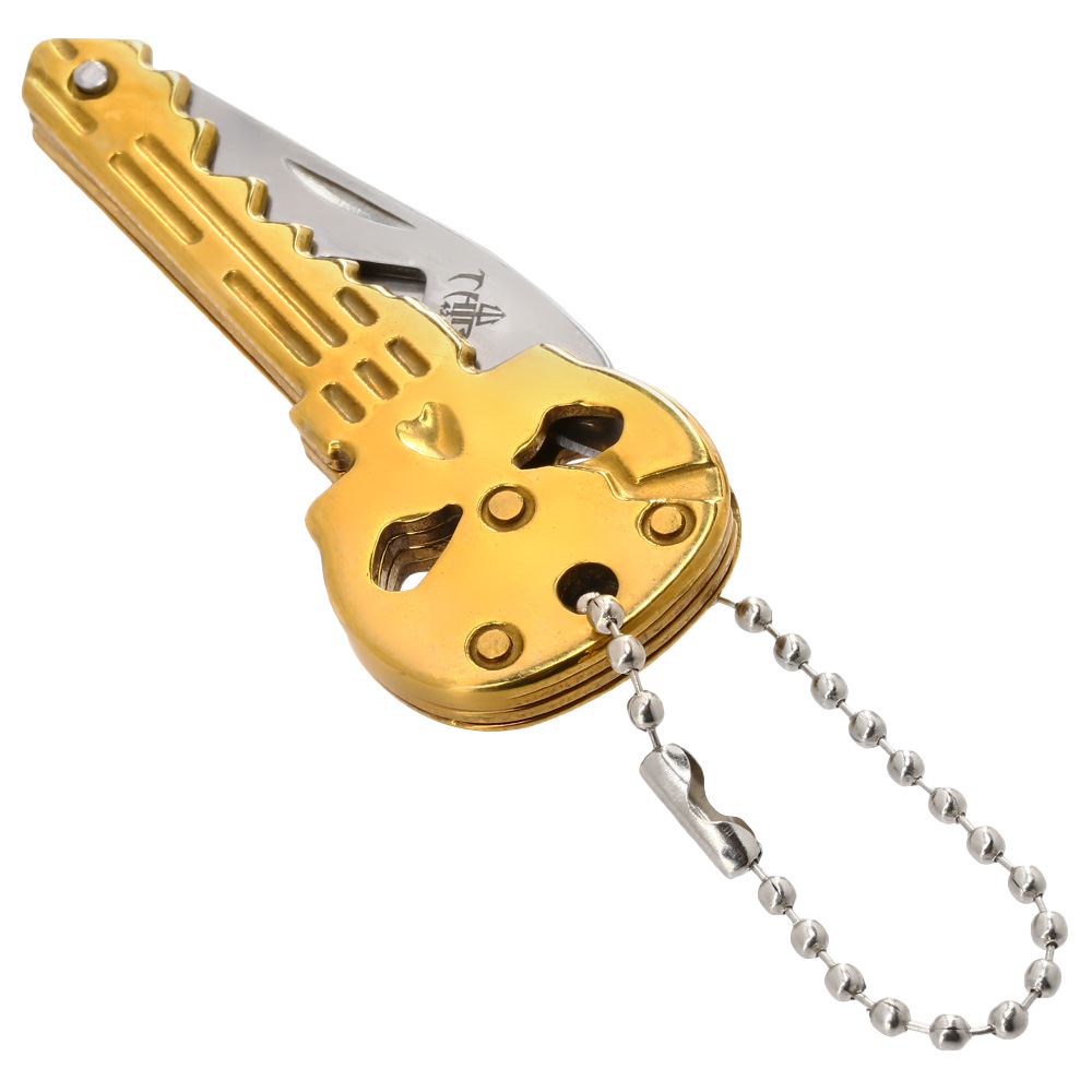 Schlsselanhnger Skull mit Messer und Flaschenffner gold Bild 5