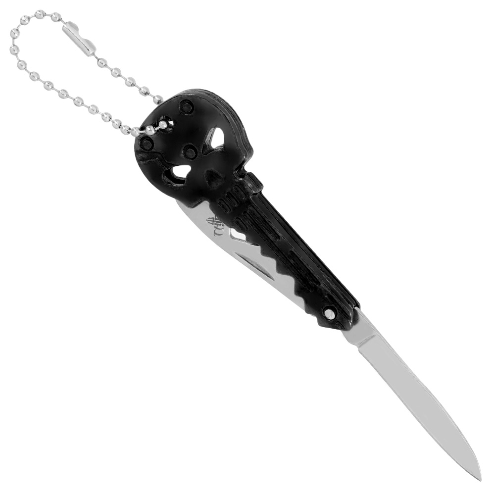 Schlsselanhnger Skull schwarz mit Messer und Flaschenffner Bild 1