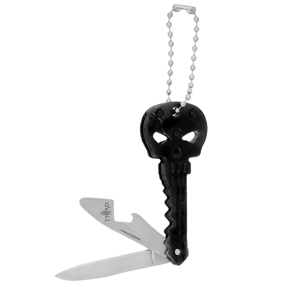 Schlsselanhnger Skull mit Messer und Flaschenffner schwarz Bild 2