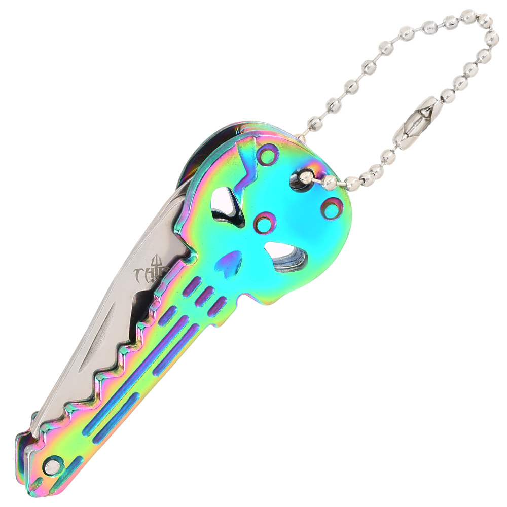 Schlsselanhnger Skull mit Messer und Flaschenffner rainbow Bild 3
