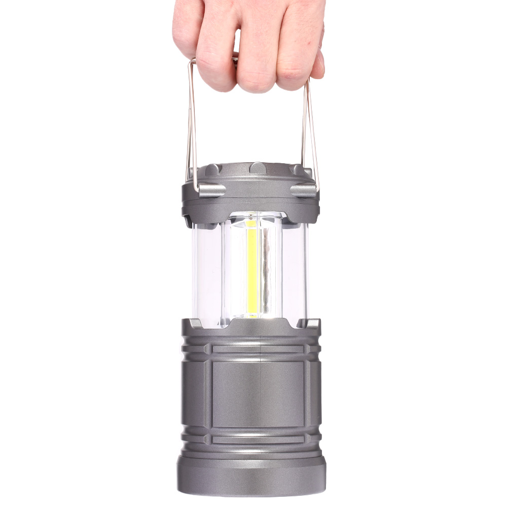 COB LED Laterne Big 260 Lumen batteriebetrieben mit Magnetfu silber Bild 1