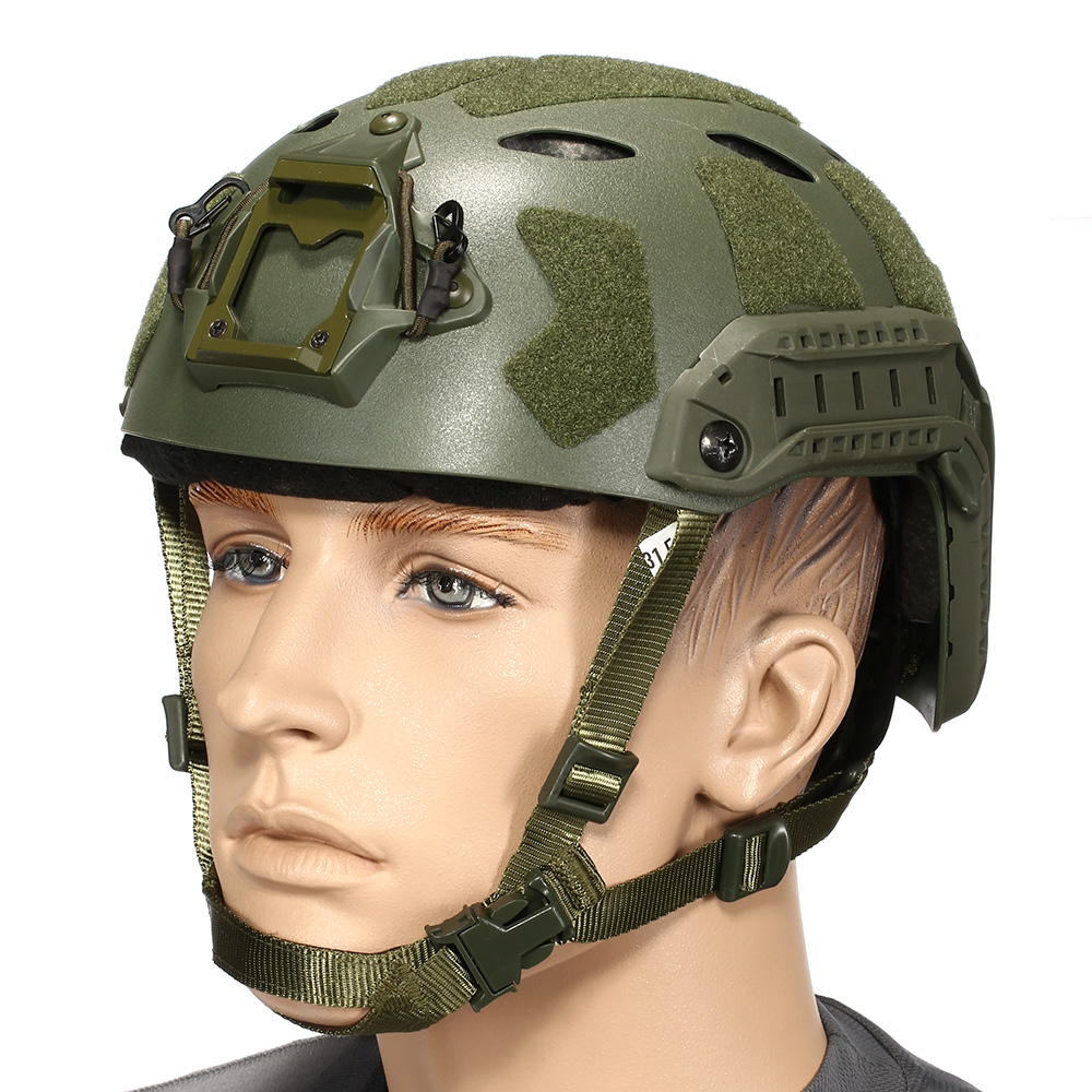 Nuprol Airsoft Helm FAST Railed SF Air mit NVG Mount oliv