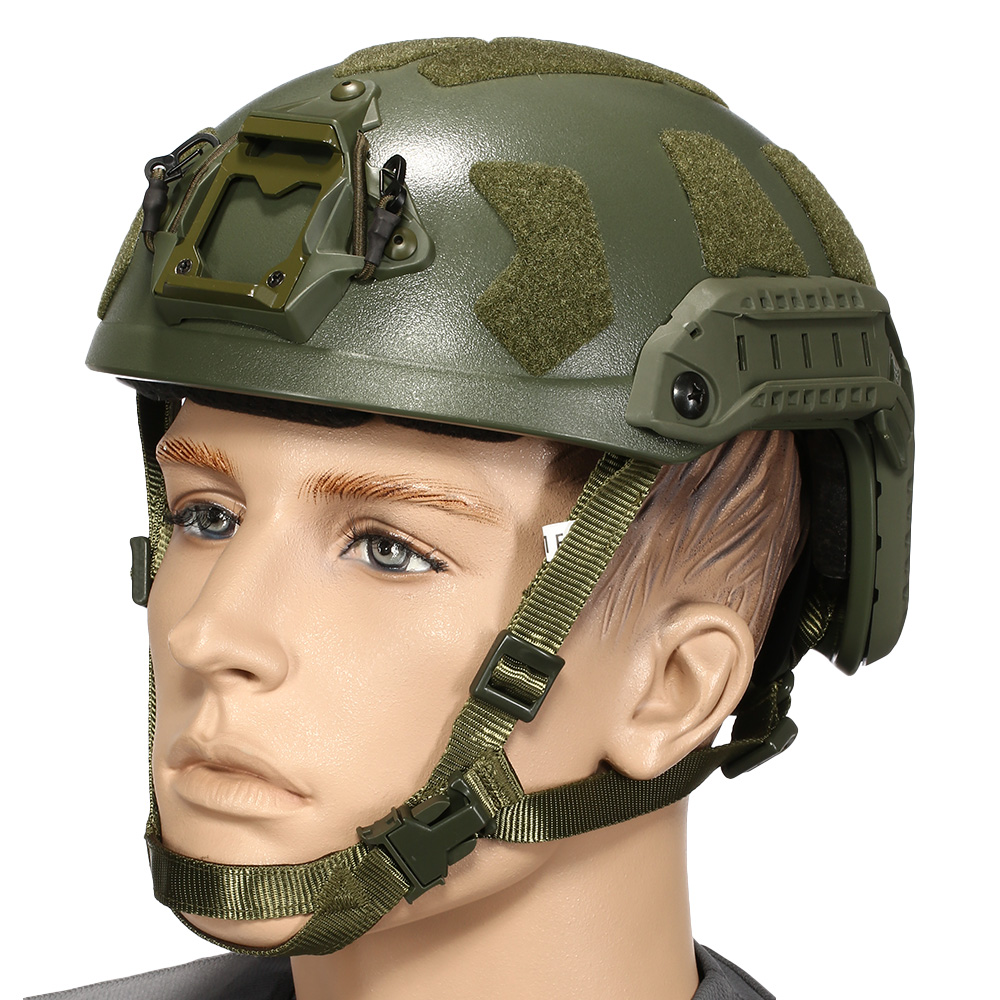 Nuprol Airsoft Helm FAST Railed SF mit NVG Mount oliv
