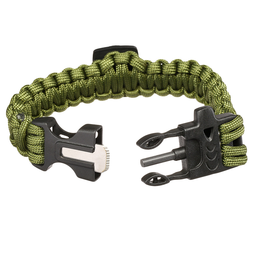 Survival Armband mit 5 Funktionen oliv Bild 6