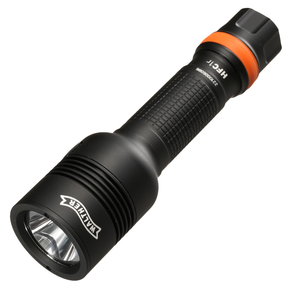 Walther LED Taschenlampe HFC1r 1000 Lumen mit Rotlicht schwarz inkl. Handschlaufe, Gürteltasche und Gürtelclip