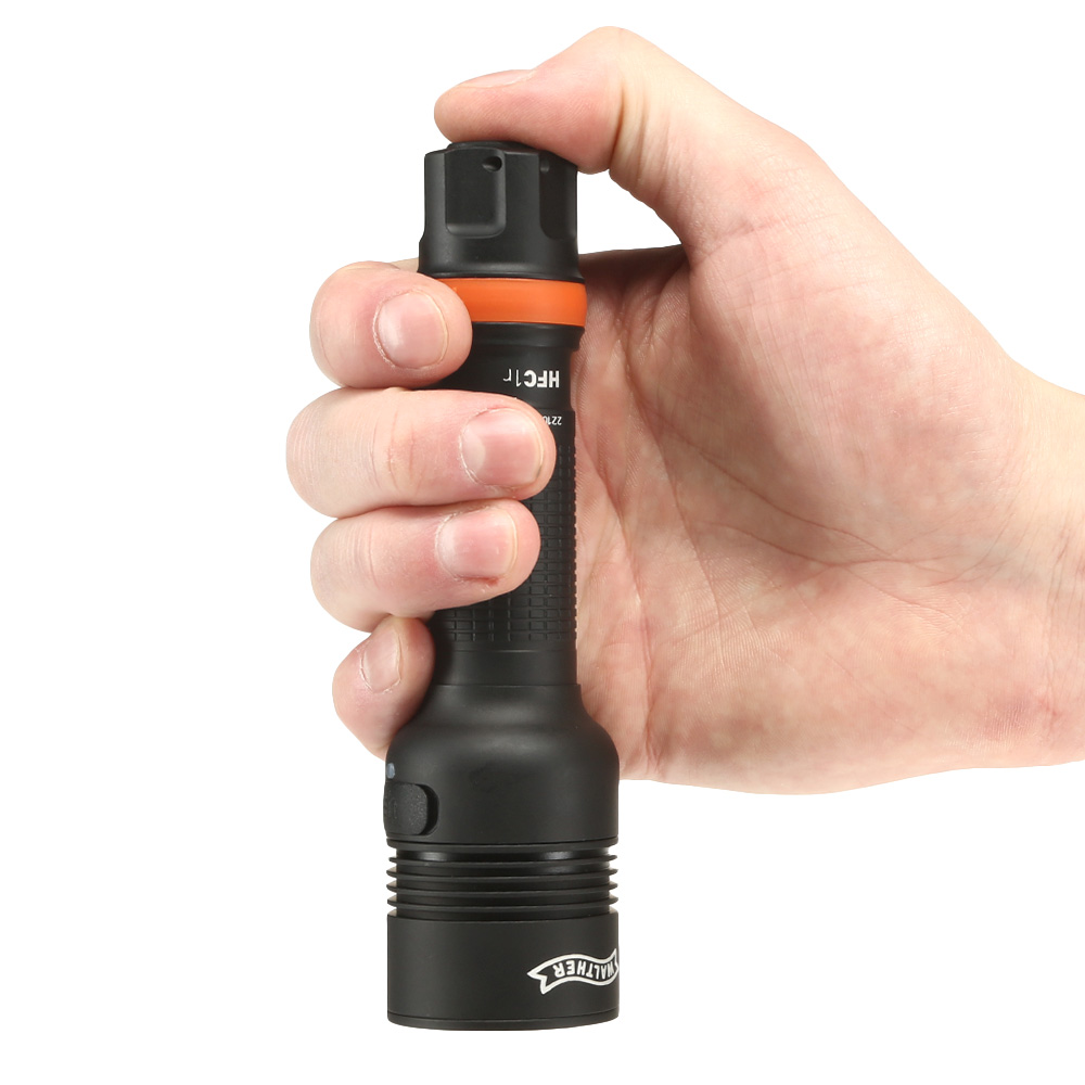 Walther LED Taschenlampe HFC1r 1000 Lumen mit Rotlicht schwarz inkl. Handschlaufe, Grteltasche und Grtelclip Bild 1