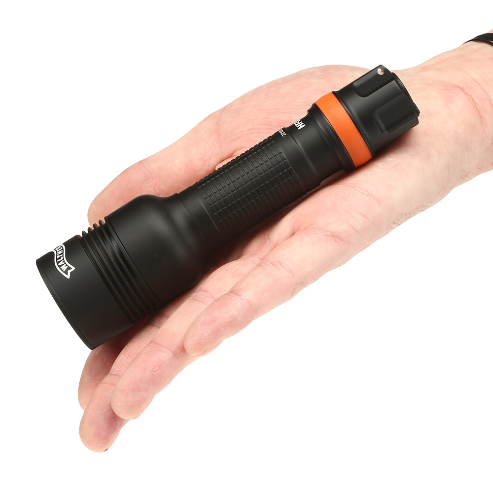Walther LED Taschenlampe HFC1r 1000 Lumen mit Rotlicht schwarz inkl. Handschlaufe, Grteltasche und Grtelclip Bild 1