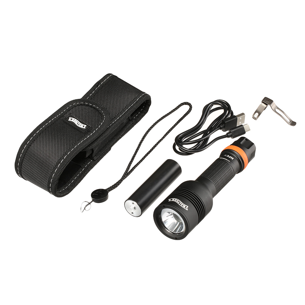 Walther LED Taschenlampe HFC1r 1000 Lumen mit Rotlicht schwarz inkl. Handschlaufe, Grteltasche und Grtelclip Bild 1