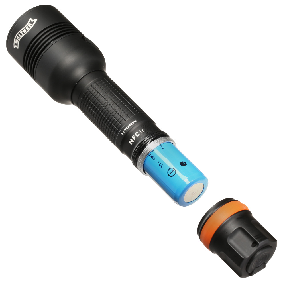 Walther LED Taschenlampe HFC1r 1000 Lumen mit Rotlicht schwarz inkl. Handschlaufe, Grteltasche und Grtelclip Bild 1