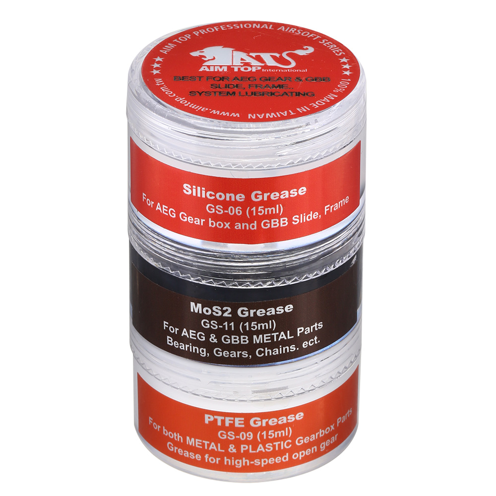 AIM Top 3in1 Airsoft Grease / Schmiermittel Set mit Silikon / MoS2 / PTFE 45ml