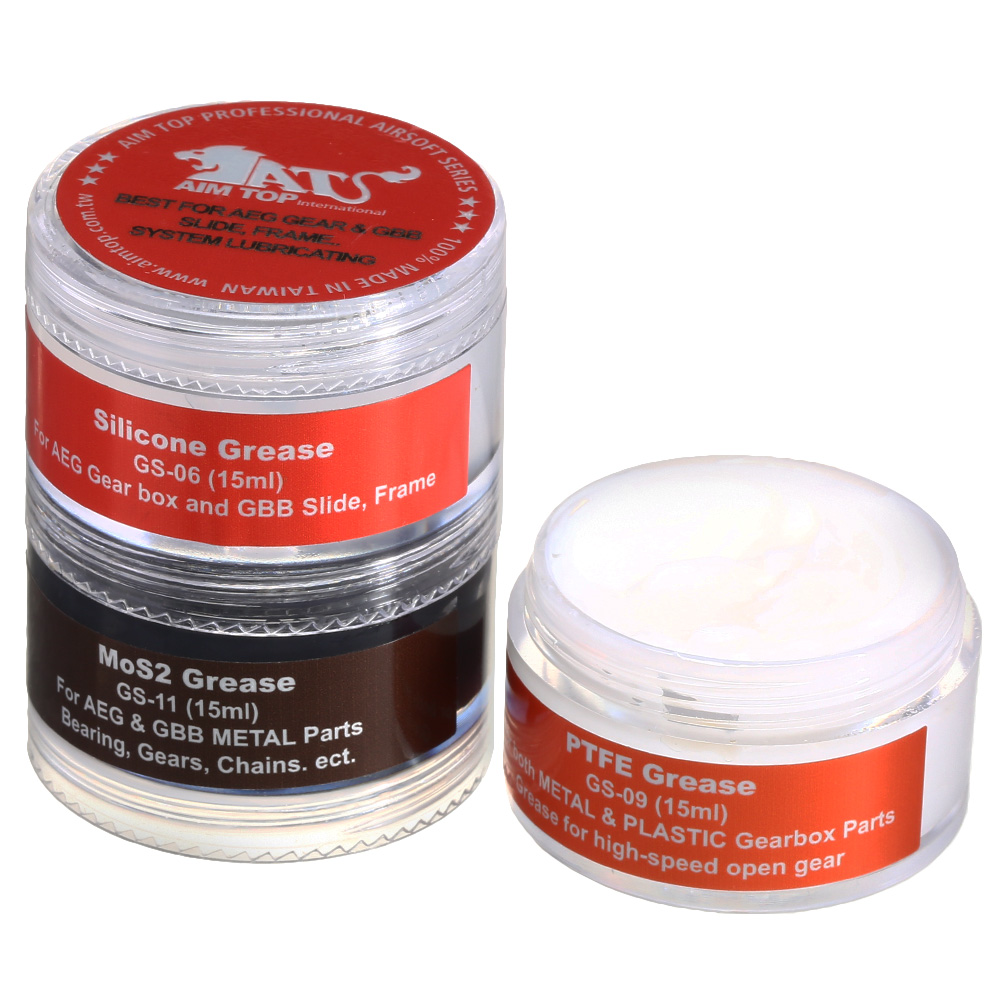AIM Top 3in1 Airsoft Grease / Schmiermittel Set mit Silikon / MoS2 / PTFE 45ml Bild 1