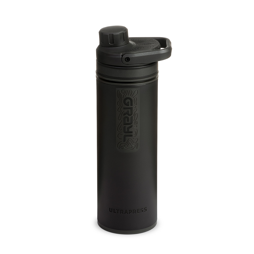 Grayl UltraPress Wasserfilter Trinkflasche 500 ml covert black - für Wandern, Camping, Outdoor, Survival