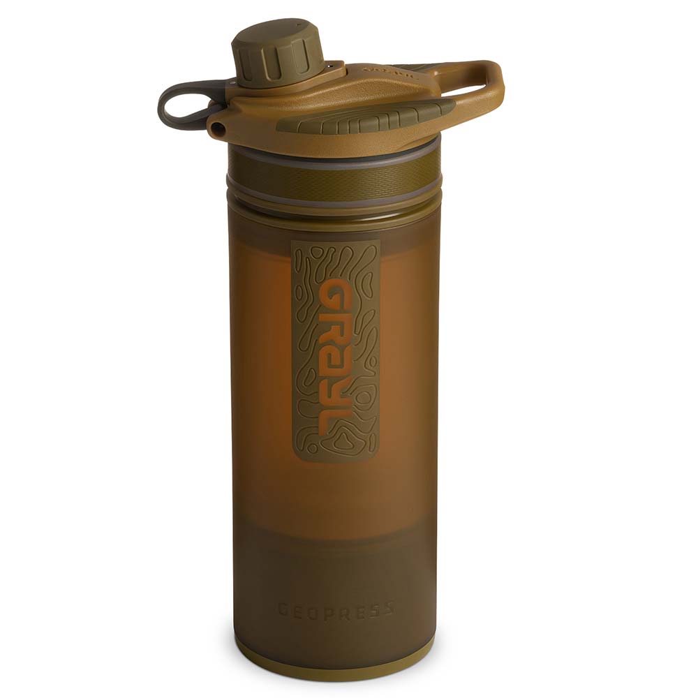 Grayl GeoPress Wasserfilter Trinkflasche 710 ml coyote brown - fr Wandern, Camping, Outdoor, Survival