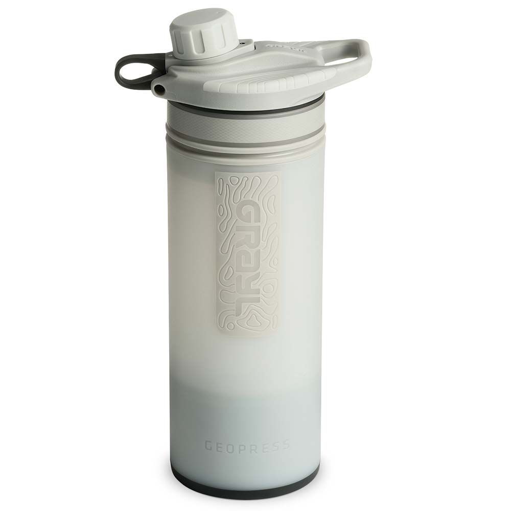 Grayl GeoPress Wasserfilter Trinkflasche 710 ml peak white - fr Wandern, Camping, Outdoor, Survival