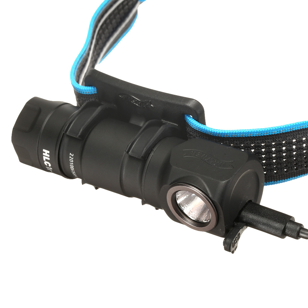 Walther LED-Stirnlampe HLC1r 500 Lumen mit Rotlicht schwarz inkl. MOLLE-Clip Bild 1