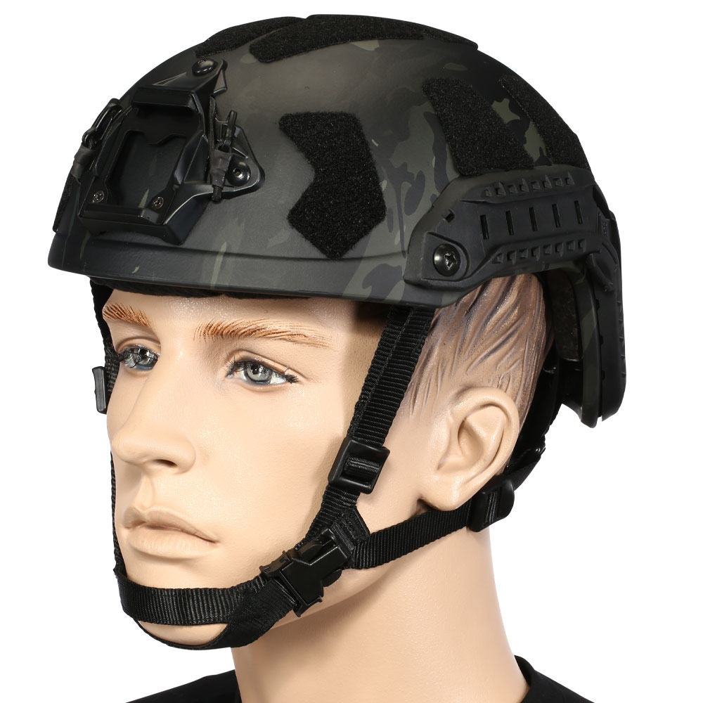 Nuprol Airsoft Helm FAST Railed SF mit NVG Mount Black MC-Camo