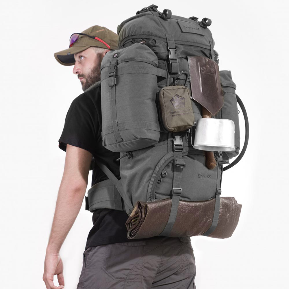 Pentagon Rucksack Deos 65 Liter schwarz inkl. Regenschutz Bild 1