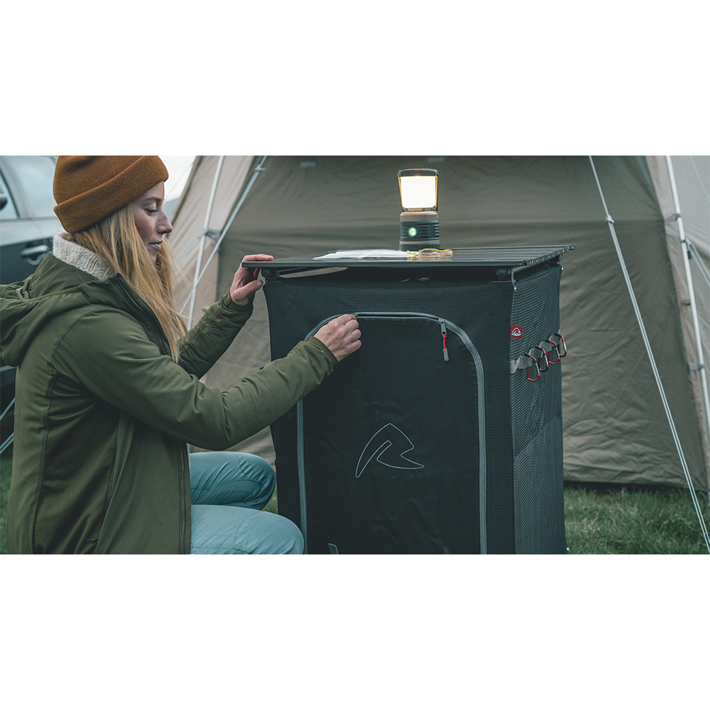 Robens Campingschrank Settler mit zwei Regalbden 58 x 58 x 83 cm schwarz klappbar Bild 1