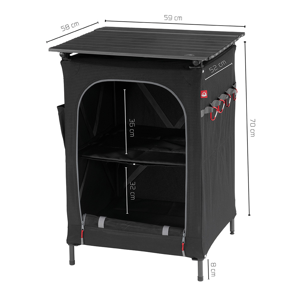Robens Campingschrank Settler mit zwei Regalbden 58 x 58 x 83 cm schwarz klappbar Bild 1