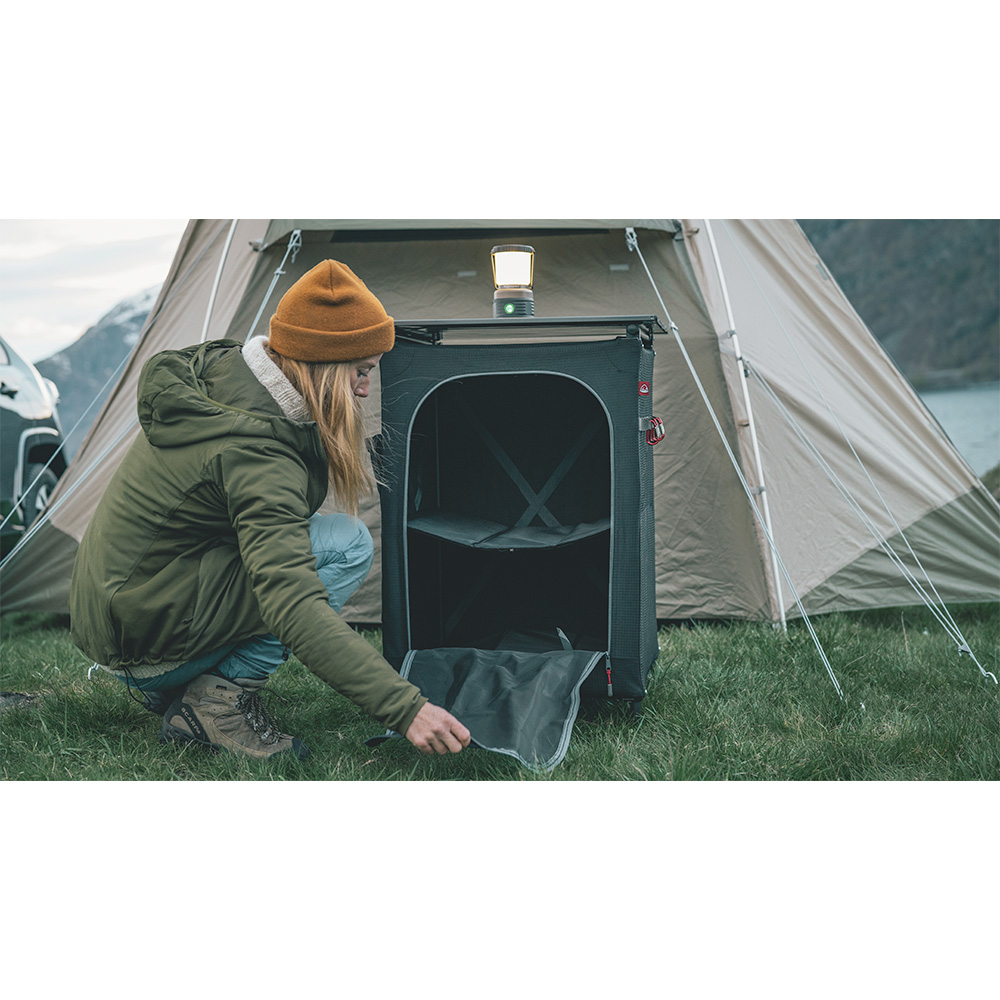 Robens Campingschrank Settler mit zwei Regalbden 58 x 58 x 83 cm schwarz klappbar Bild 1