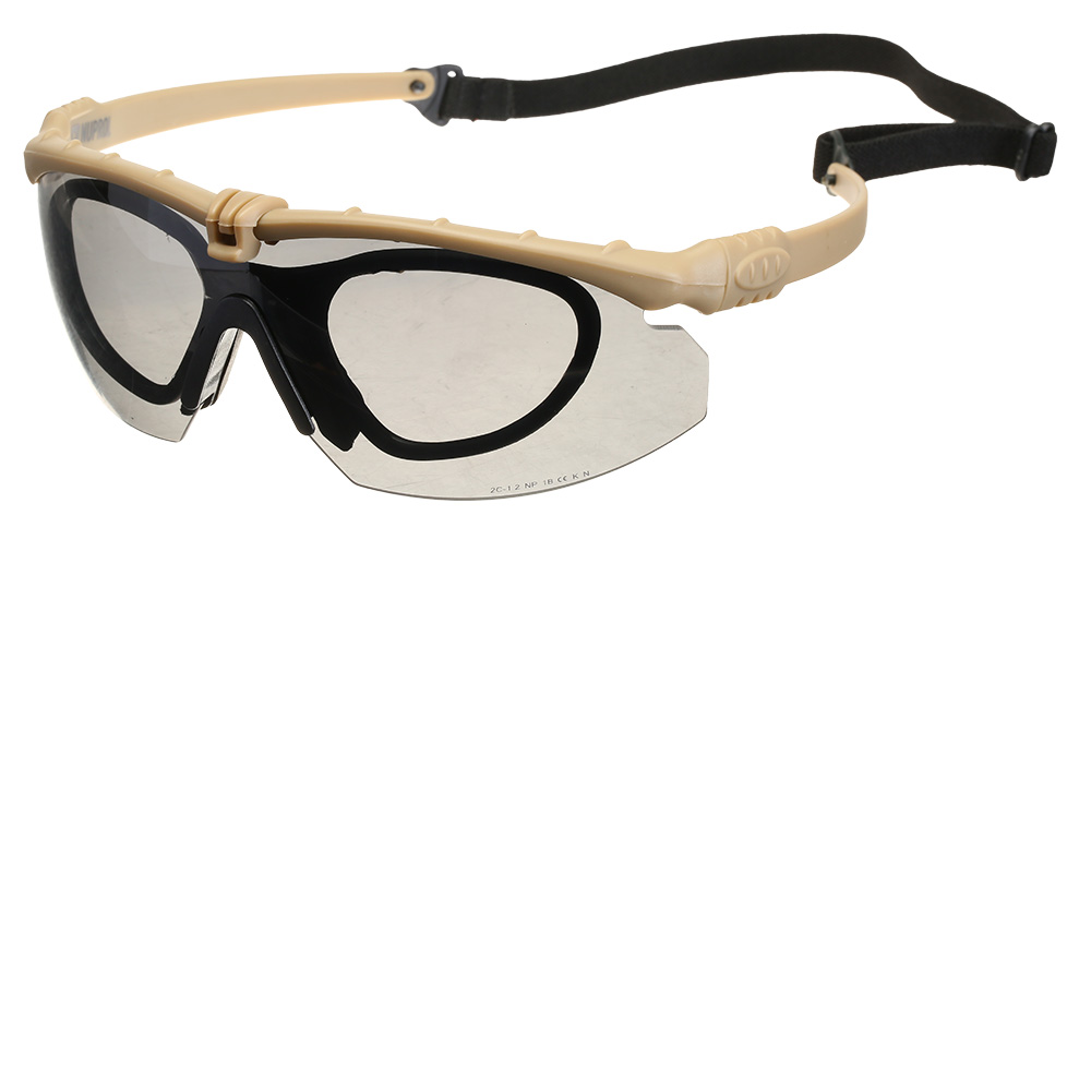 Nuprol Battle Pro Protective Airsoft Schutzbrille inkl. Brillentrgereinsatz tan / rauch