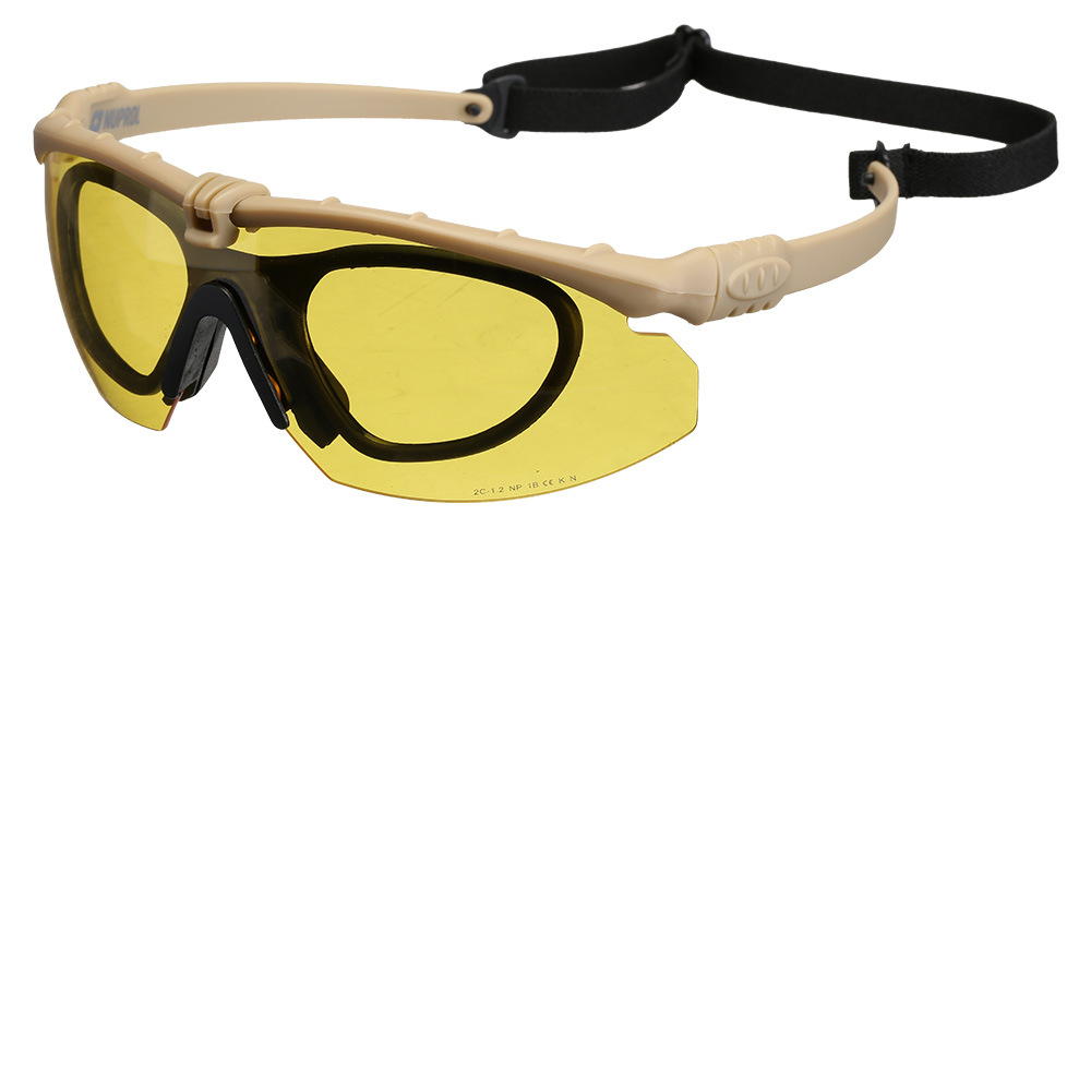 Nuprol Battle Pro Protective Airsoft Schutzbrille inkl. Brillentrgereinsatz tan / gelb