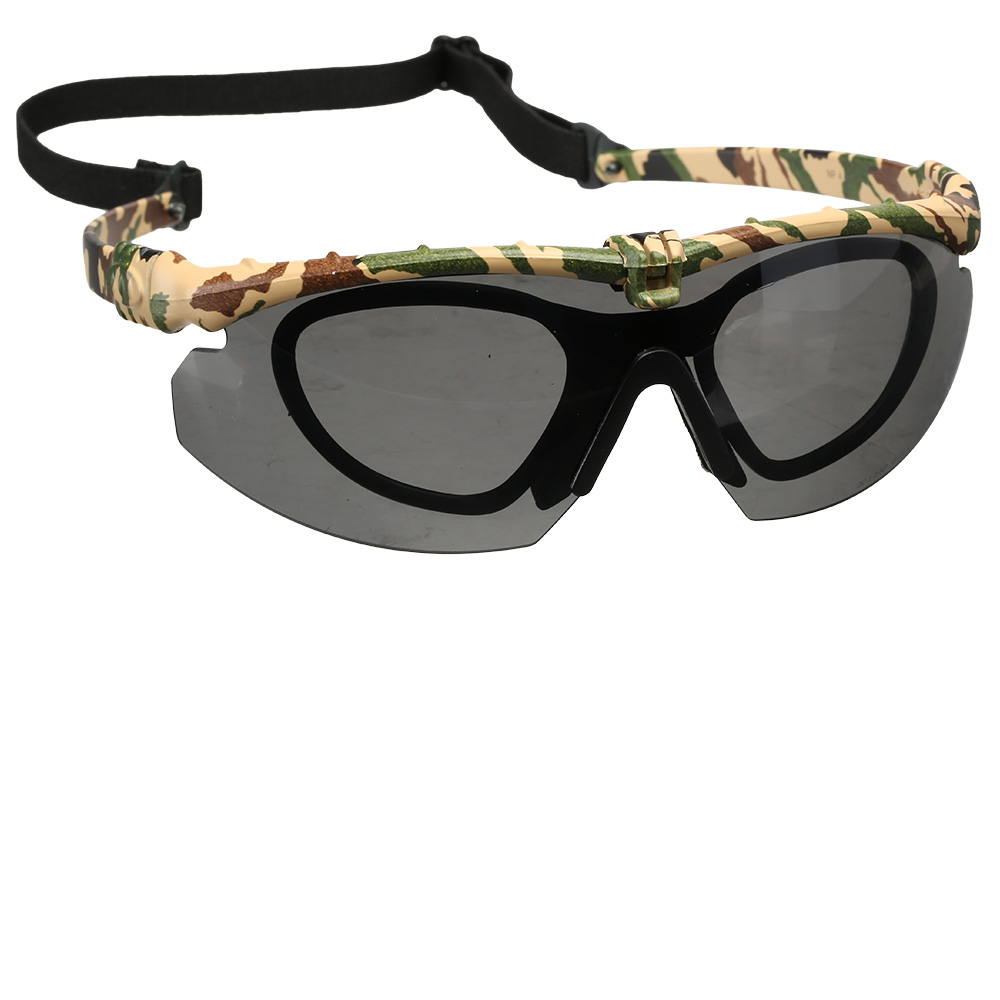 Nuprol Battle Pro Protective Airsoft Schutzbrille inkl. Brillenträgereinsatz camo / rauch Bild 2