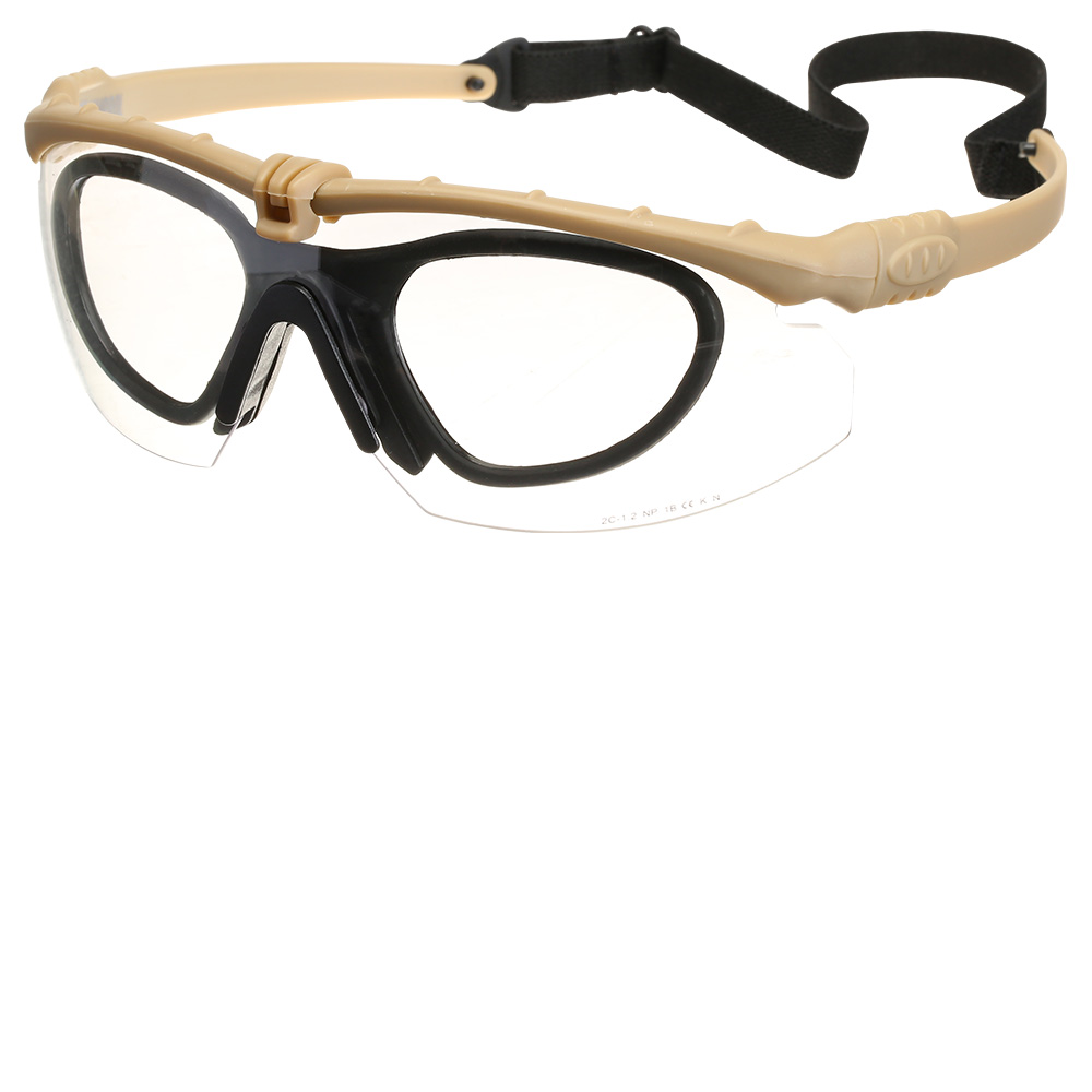 Nuprol Battle Pro Protective Airsoft Schutzbrille inkl. Brillentrgereinsatz tan / klar