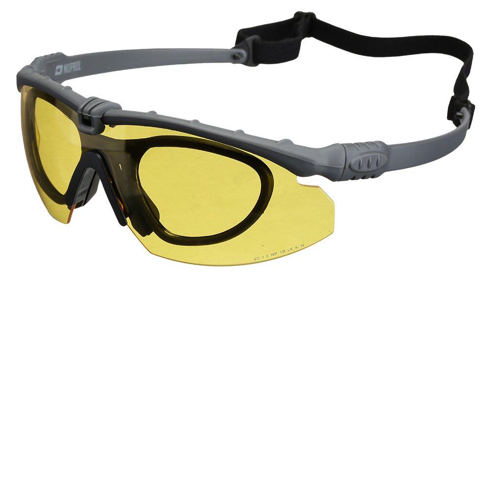 Nuprol Battle Pro Protective Airsoft Schutzbrille inkl. Brillentrgereinsatz grau / gelb